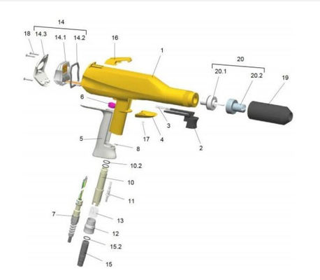 1002100 Μηχανή ψεκασμού επίστρωσης σκόνης Complete Gema Optiselect Gm02 με καλώδιο 6m